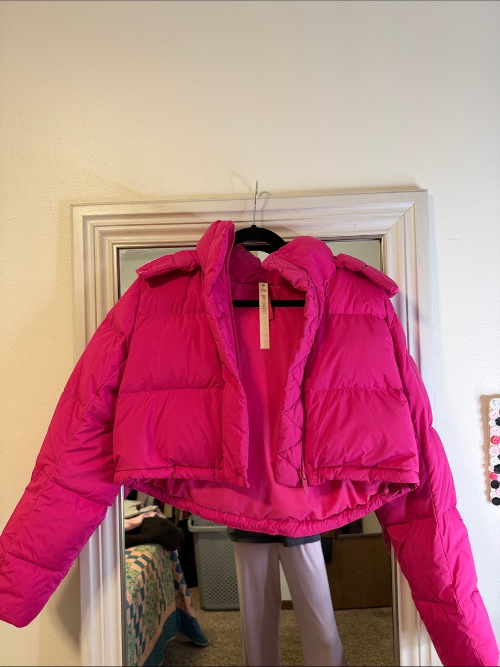 lululemon wunder-puff Vibrant Hot Pink Cropped Puffer Jacket